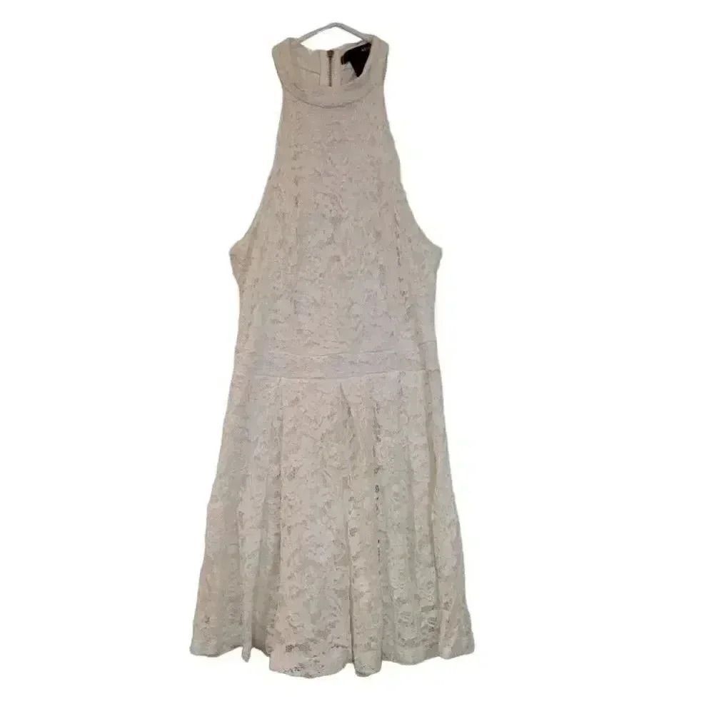 Aqua Women's Off White Poly/Spandex Lined Lace Halter Dress